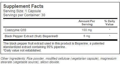 Geriausias CoQ10 su bioperine 100 mg - 60 kapsulių