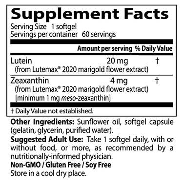 Best Lutein 20 mg - 60 gel capsules