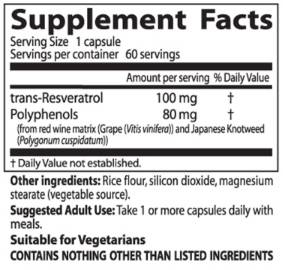 Trans-reresveratrooli 100 mg | Resvinooliga -25 - 60 kapslit