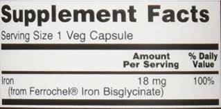 Iron 18 mg Ferrochel - 120 capsules