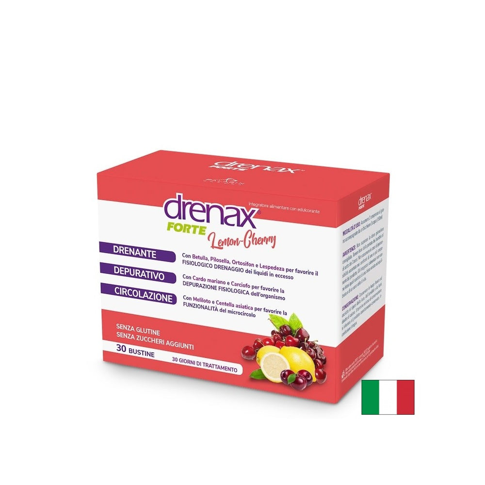 Diuretic detox formula - Drenax - Drenax® with white birch, blackcurrant and mouse ears, 30 sachets, lemon and cherry flavor