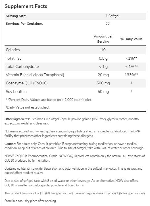 CoQ10 600 mg | Força máxima - 60 cápsulas de gel