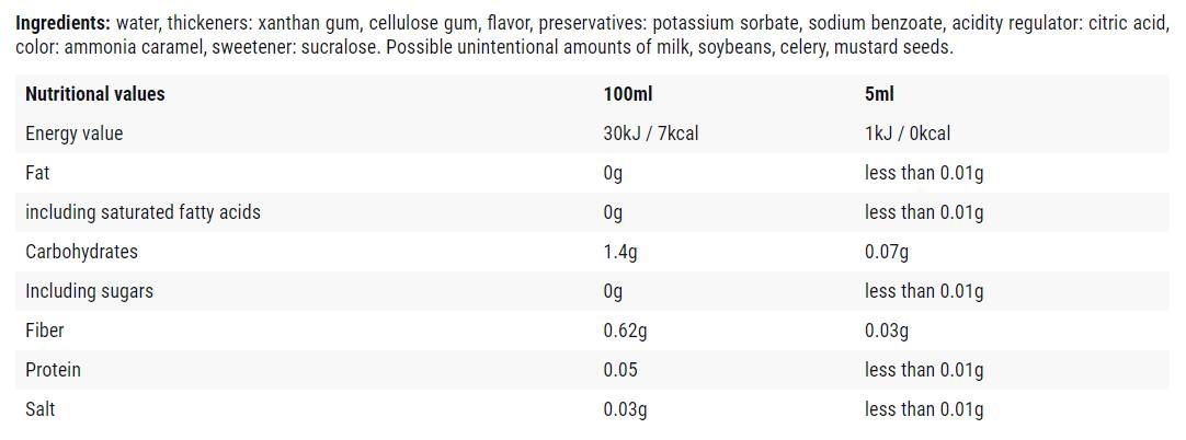 Xarope de calorias / 0 caloria - 500 ml