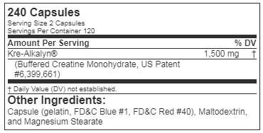 Cápsulas Kre -Alkalyn EFX - 240 cápsulas