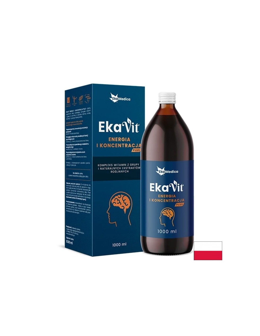 Vitamina lichida cu extracte din plante pentru energie si concentrare - EkaVit, 1 litru, 20 doze