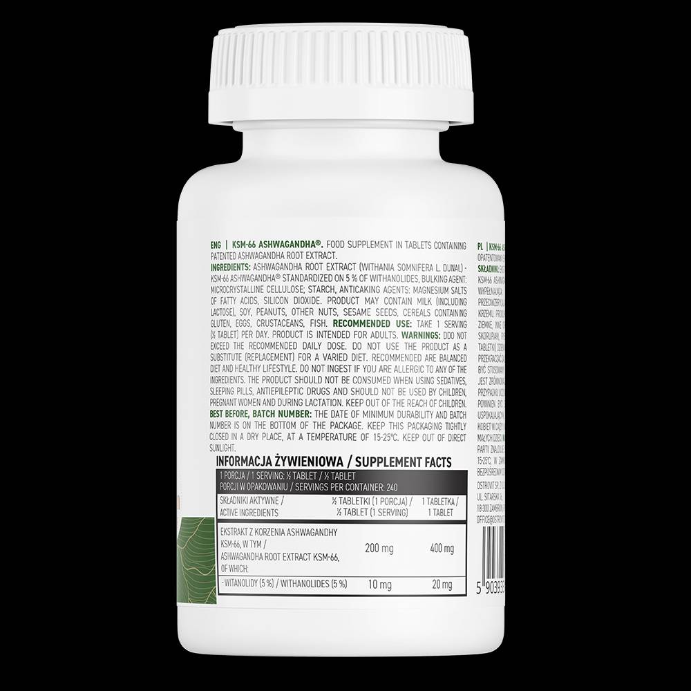 KSM-66 Ashwagandha 400 mg 120 tablečių