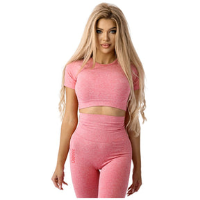 Women's Seamless Short-Sleeve Crop Top | Short Sleeve Crop Top - Pink - Nutra Best Europe