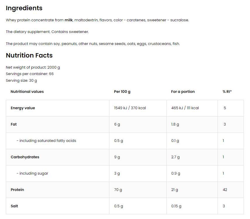 Whey Protein | 100% Whey Protein Konzentrat - 2000 Gramm