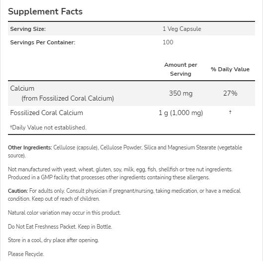 Coral Calcium 1000 mg - 250 capsules