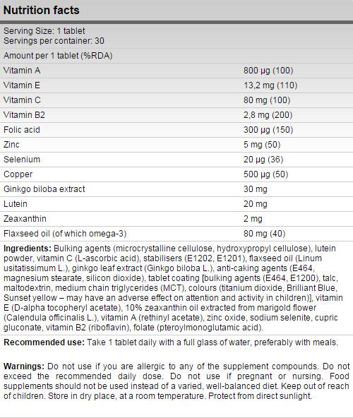 OJOS / FORMULA DE OJOS 60 Tabletas