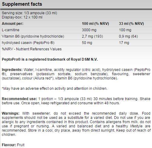 L -Carnitine Shot 3000 - 12 x 100 ml