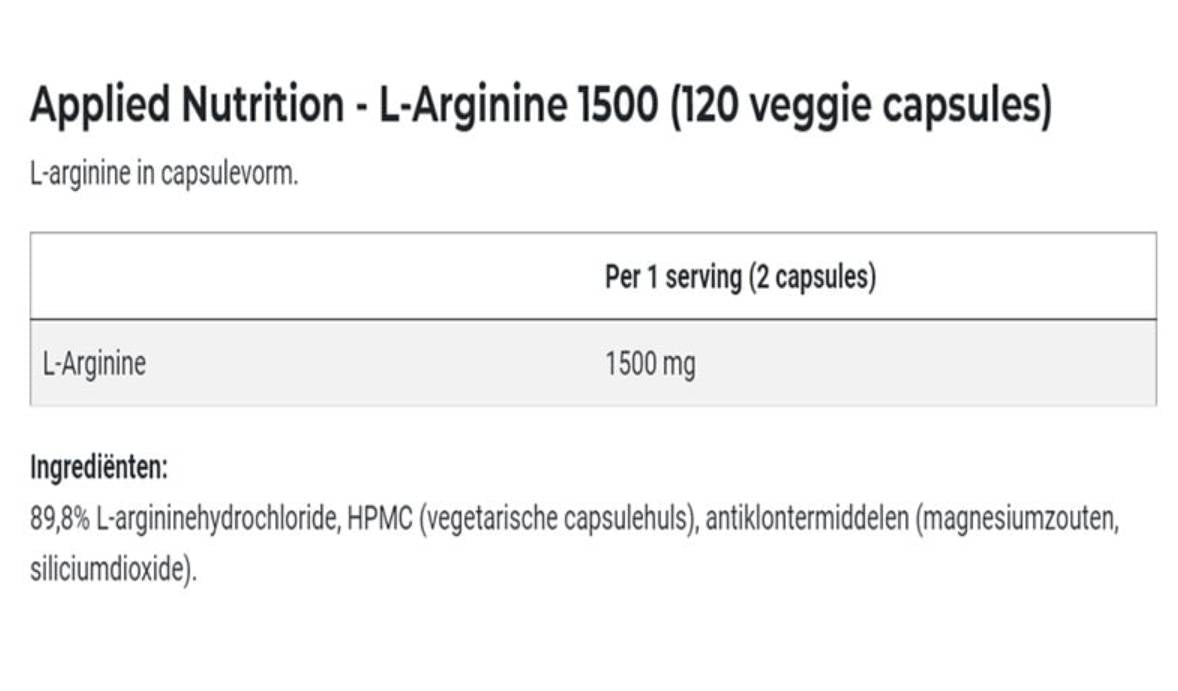 L -arginina 1500 - 120 cápsulas