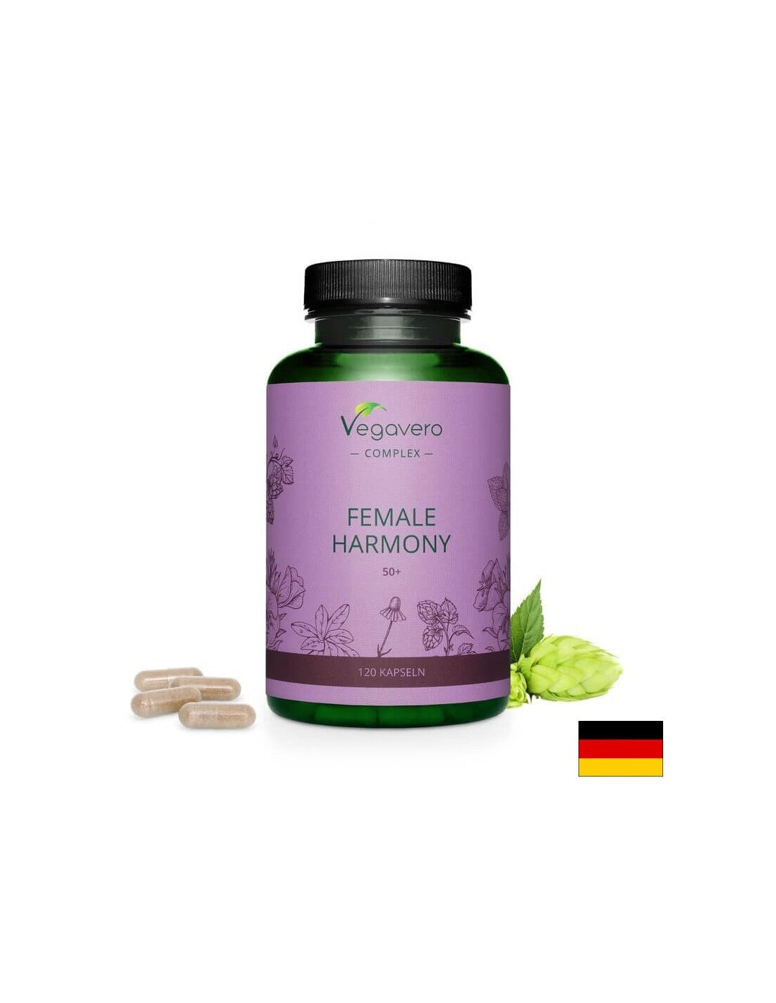 Weiblech Harmonie 50 + / Kraiderkomplex fir Fraen 50+, 120 Kapselen, 100% vegan Vegavo