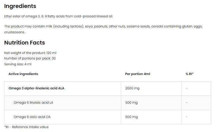 Elite Omega 3-6-9 Flëssegkeet | Vereen 120 ml