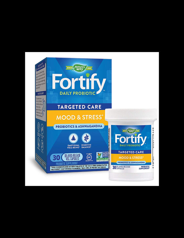 Fortify™ Daily Probiotic Mood and Stress - Фортифай пробиотик срещу стрес, 5 милиарда активни пробиотици, 30 капсули Nature’s Way - Feel You