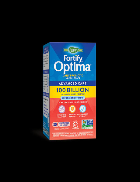 Fortify™ Optima Advanced Care Probiotic - Фортифай Оптима пробиотик + пребиотици, 100 милиарда активни пробиотици, 30 капсули Nature’s Way - Feel You