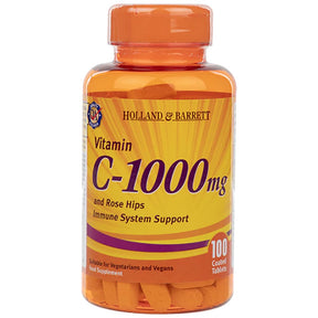 Vitamin C 1000 mg / with Rose Hips & Bioflavonoids - 100 caplets - Nutra Best Europe