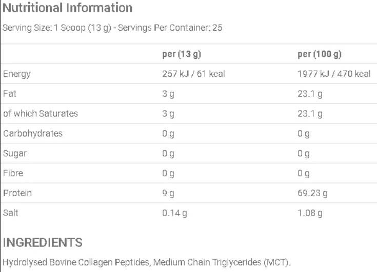 Colágeno ceto | Con aceite MCT - 325 gramos