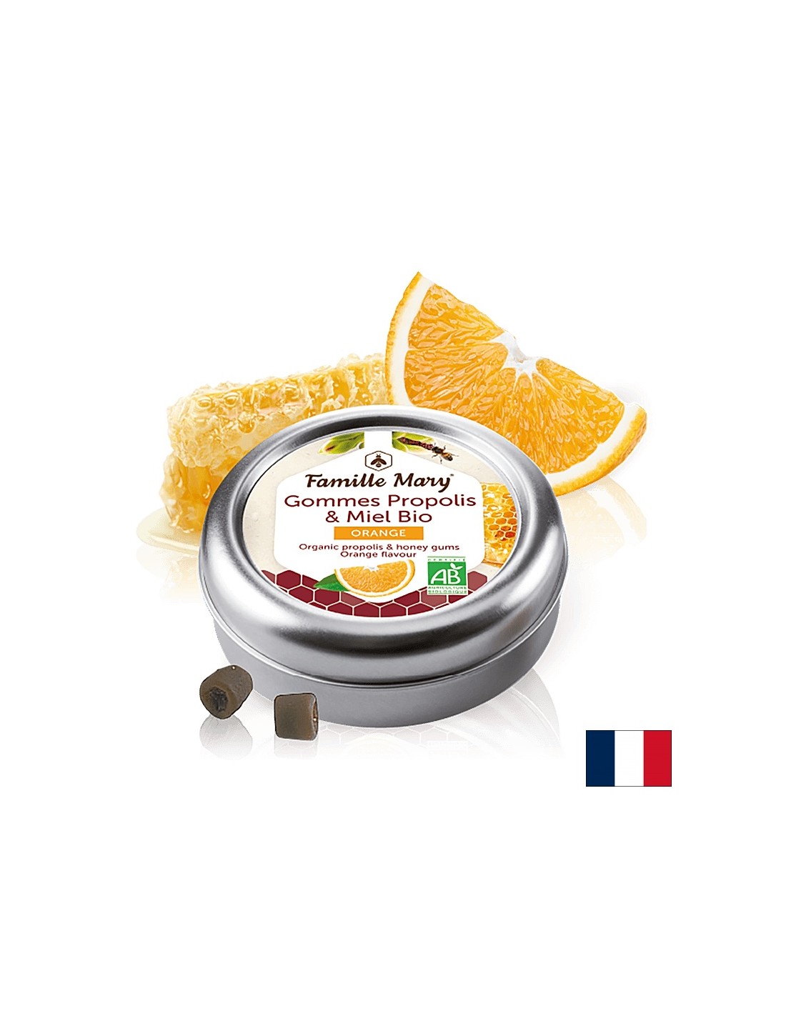 Lollipops with organic honey, propolis and orange, 45 g
