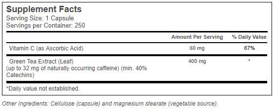 Groene thee -extract 400 mg - 250 capsules