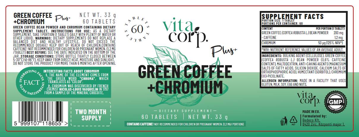 Café verde + cromo - 60 comprimidos