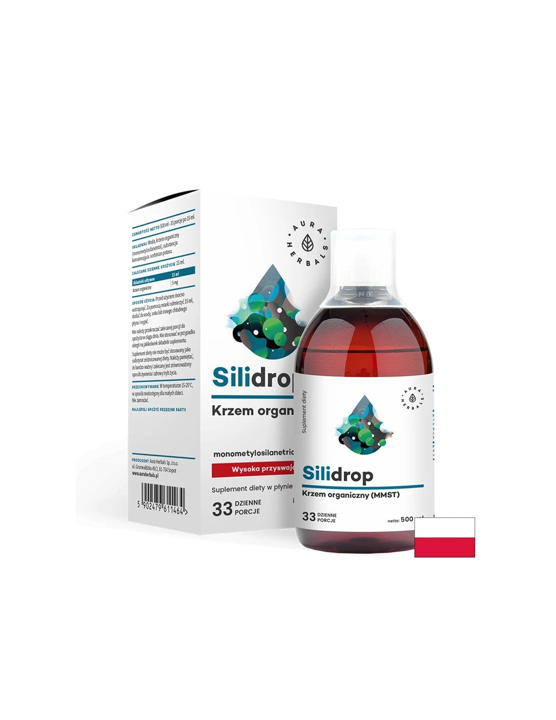 Nega las, kože in nohtov - organski silicij - Silidrop, 5 mg x 500 ml <tc>Aura Herbals</tc>