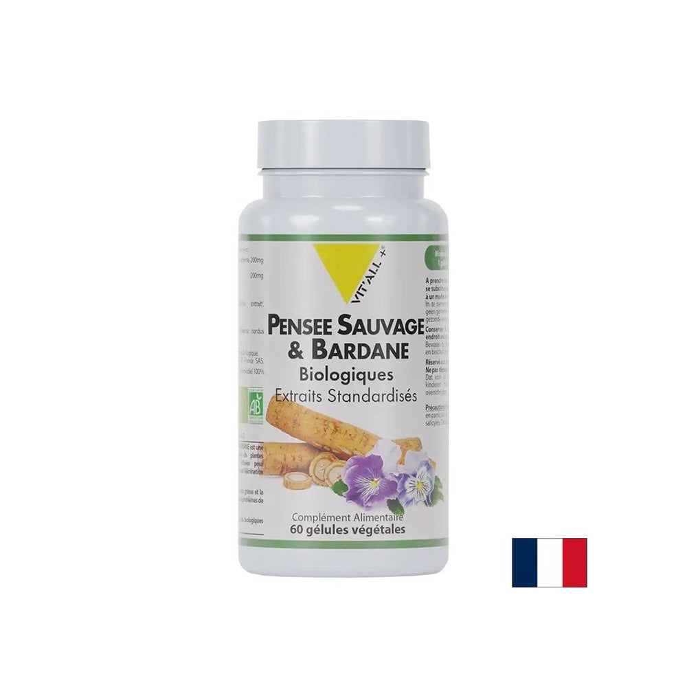 Soins de la peau et désintoxication - Pansy sauvage et bardane, bio, 60 capsules