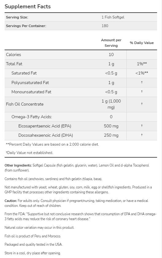 Ultra Omega 3 | Fish Gelatin Softgels - 180 Softgels