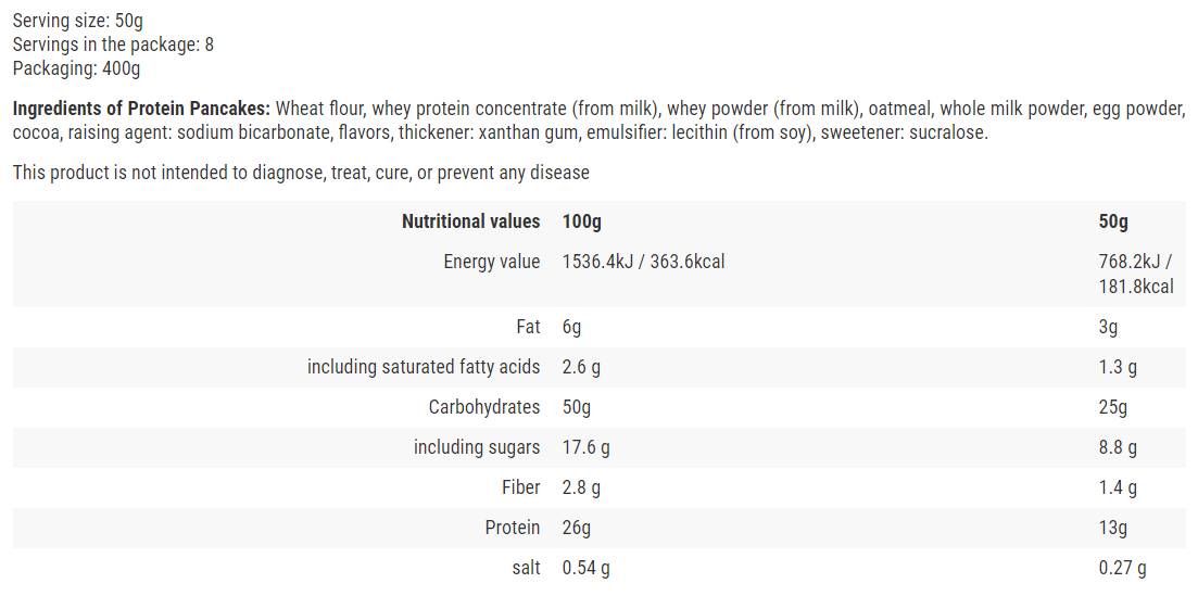 Panquecas de proteínas - 400 gramas