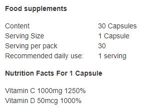 Vitamina C 1000 + D3 2000 IU 30 cápsulas