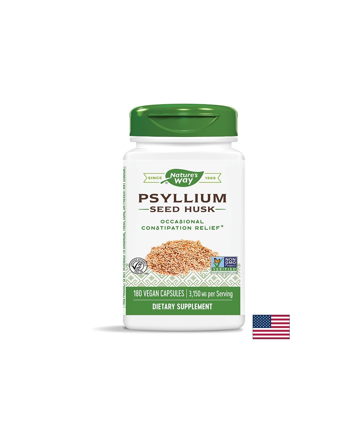 Psyllium Husks 525 mg - 180 capsules