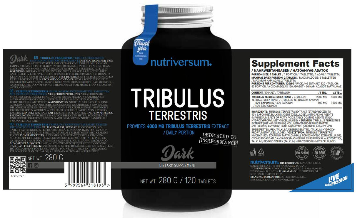 Tribulus terrestris 2000 mg - 120 δισκία