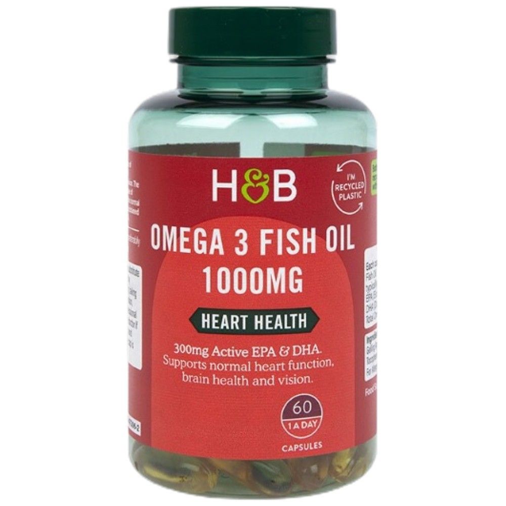 Omega 3 Fësch Ueleg konzentréieren 1000 mg - 60 Gelkomples