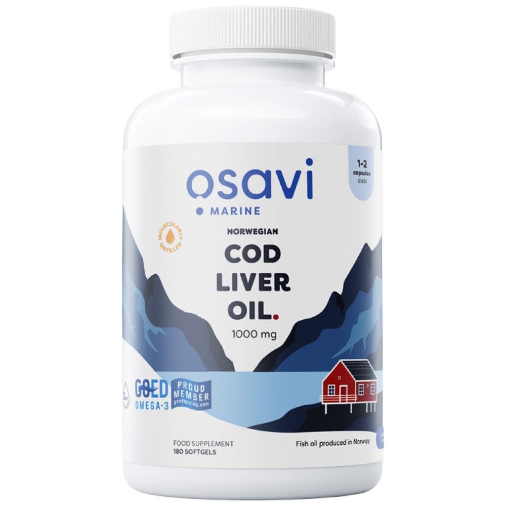 Norwegian Cod Liver Oil 1000 mg | Lemon Flavored - 180 gel capsules