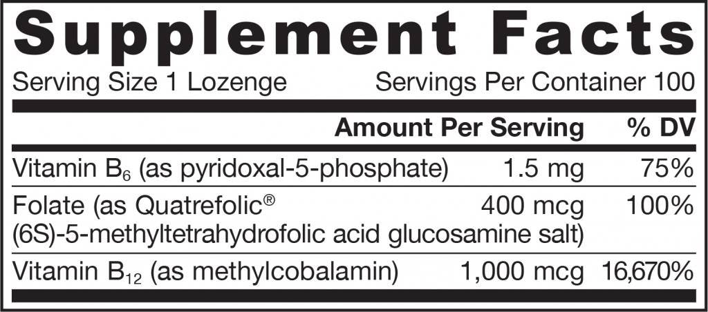 Metílico B -12 1000 mcg e folato de metila 400 mcg - 100 comprimidos de mastigação