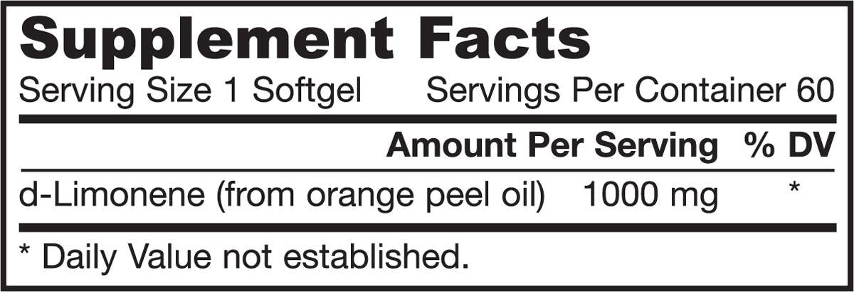 D-Limonene 1000 mg 60 gel capsules