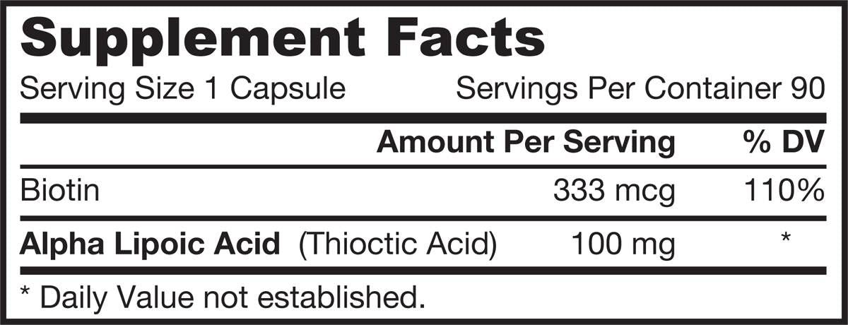 Alfa lipoinės rūgšties 100 mg - 90 kapsulės