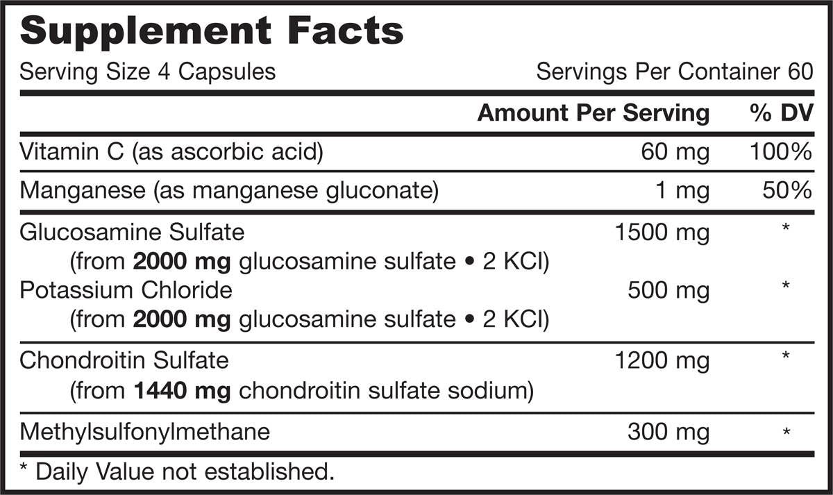 Gliukozaminas, chondroitinas, MSM - 240 kapsulės