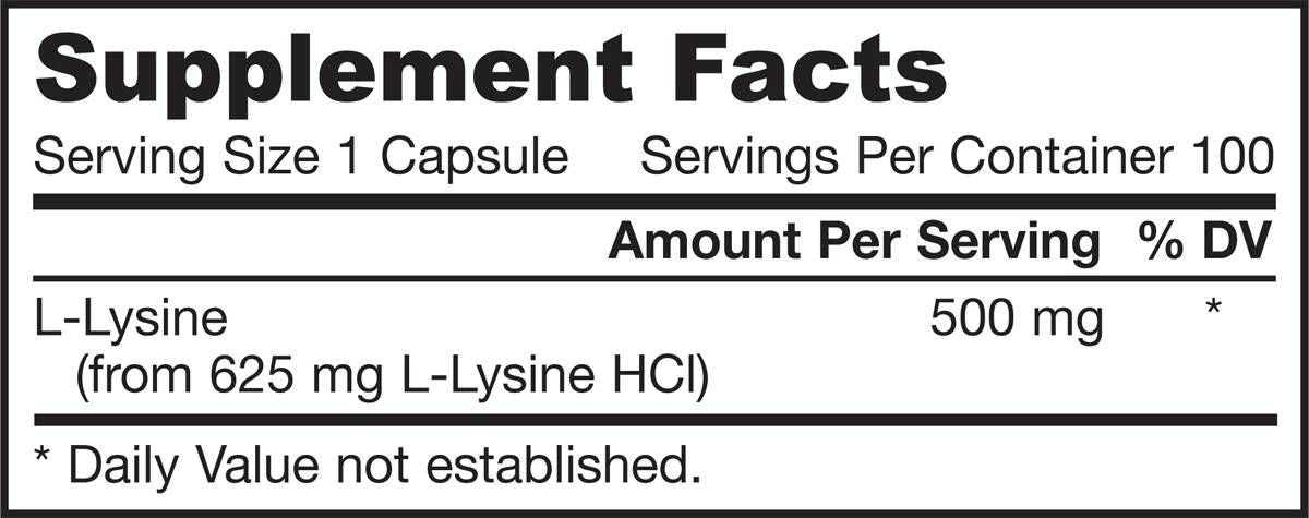 L -Lysine 500 mg - 100 cápsulas