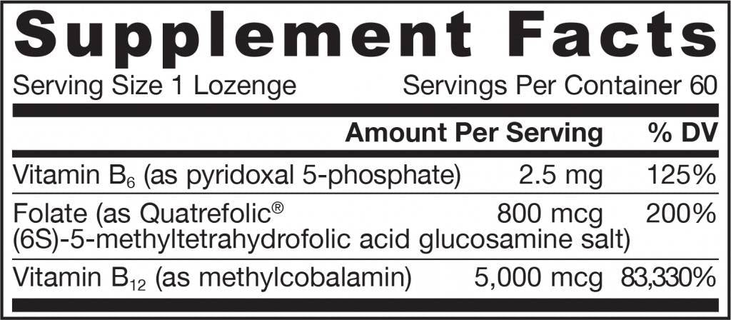 Methyl B -12 5000 MCG & Methyl Folate 800 mcg - 60 sublingual tablets