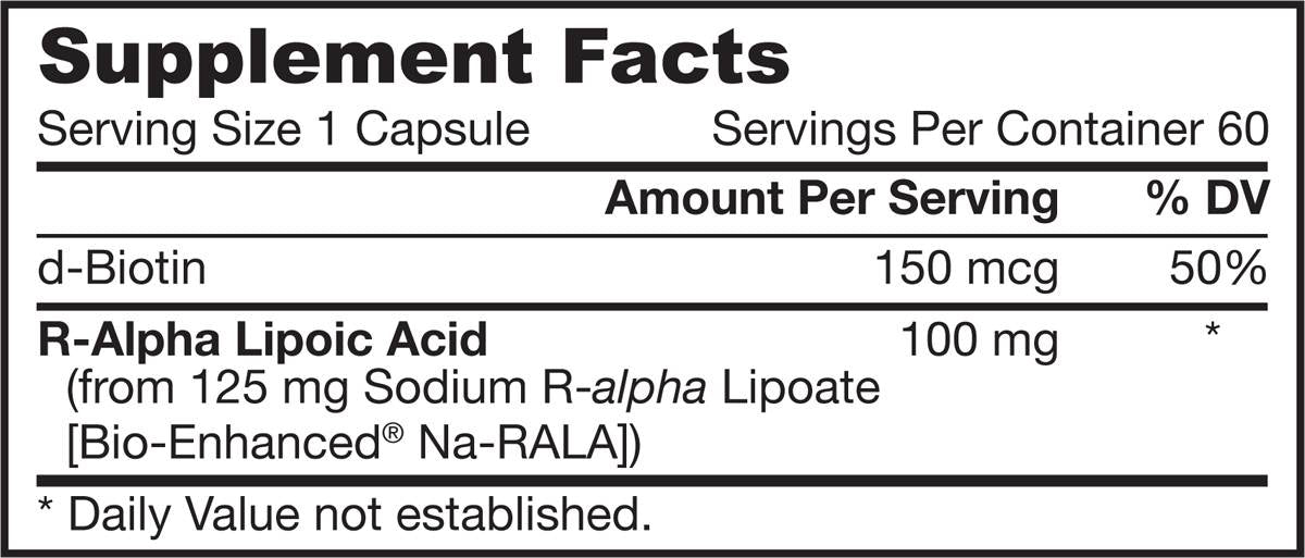R -alfa lipoehape + biotiin - 60 kapslit