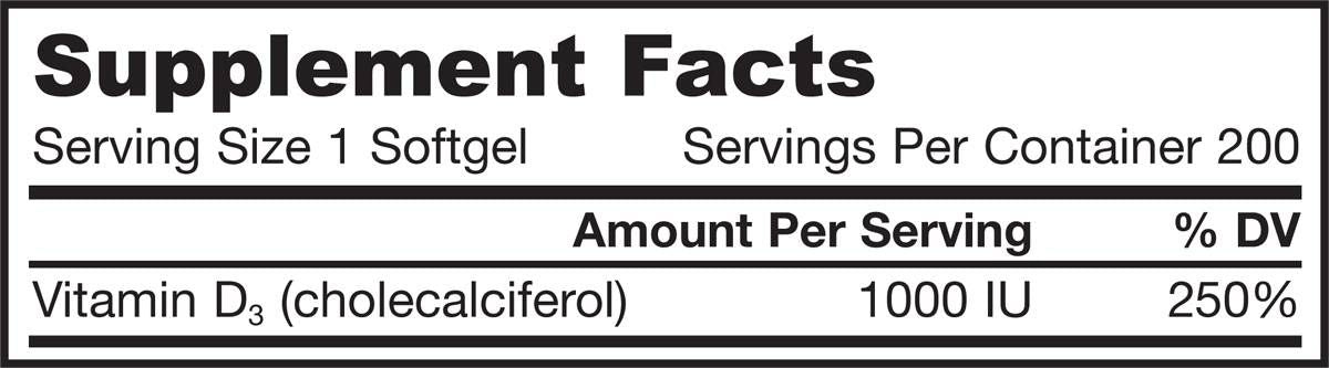 Vitamin D3 1000 IU - 200 Gelkops
