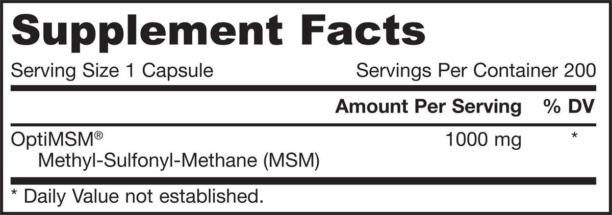 MSM enxofre 1000 mg - 100 cápsulas