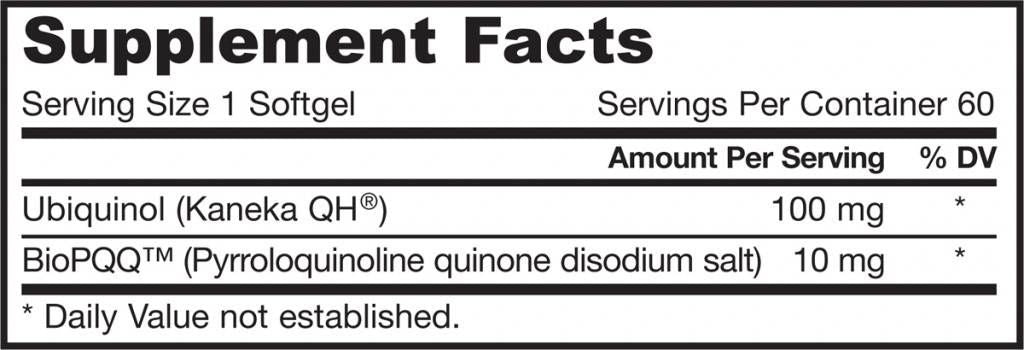 QH + PQQ (ubikinool + pürrolokinoliin kinoon) - 60 geeli kapslit