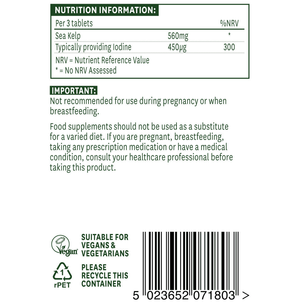 Sea Kelp (Iodine - 150mcg) 180 tablets NaturesAid