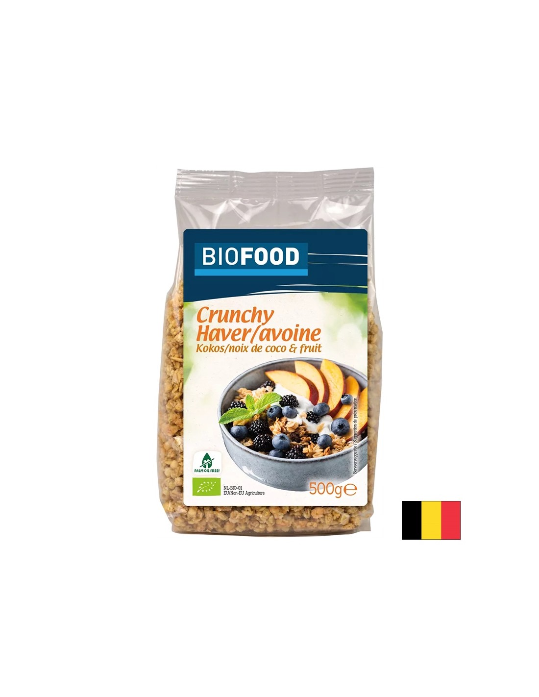 Fulgi de ovăz crocanți cu nucă de cocos și fructe BIO, 500 g
