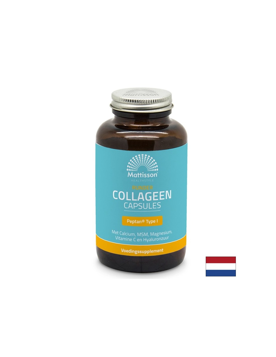 Kolagen (tip 1) s kalcijem, magnezijem, MSM, vitaminom C in hialuronsko kislino - Runder Collagen Peptan, 180 kapsul <tc>Mattisson Healthstyle</tc>