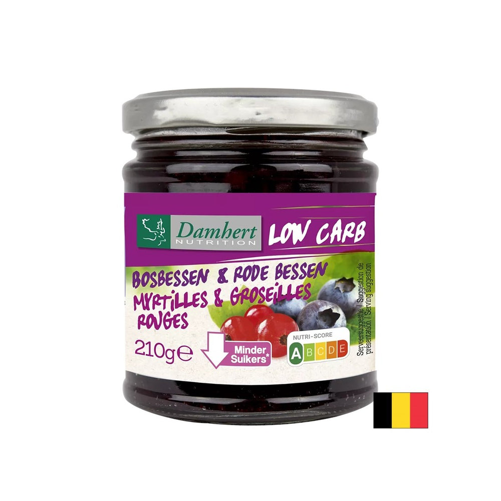 Blueberry and blackcurrant jam with low sugar and carbohydrate content, 210 g