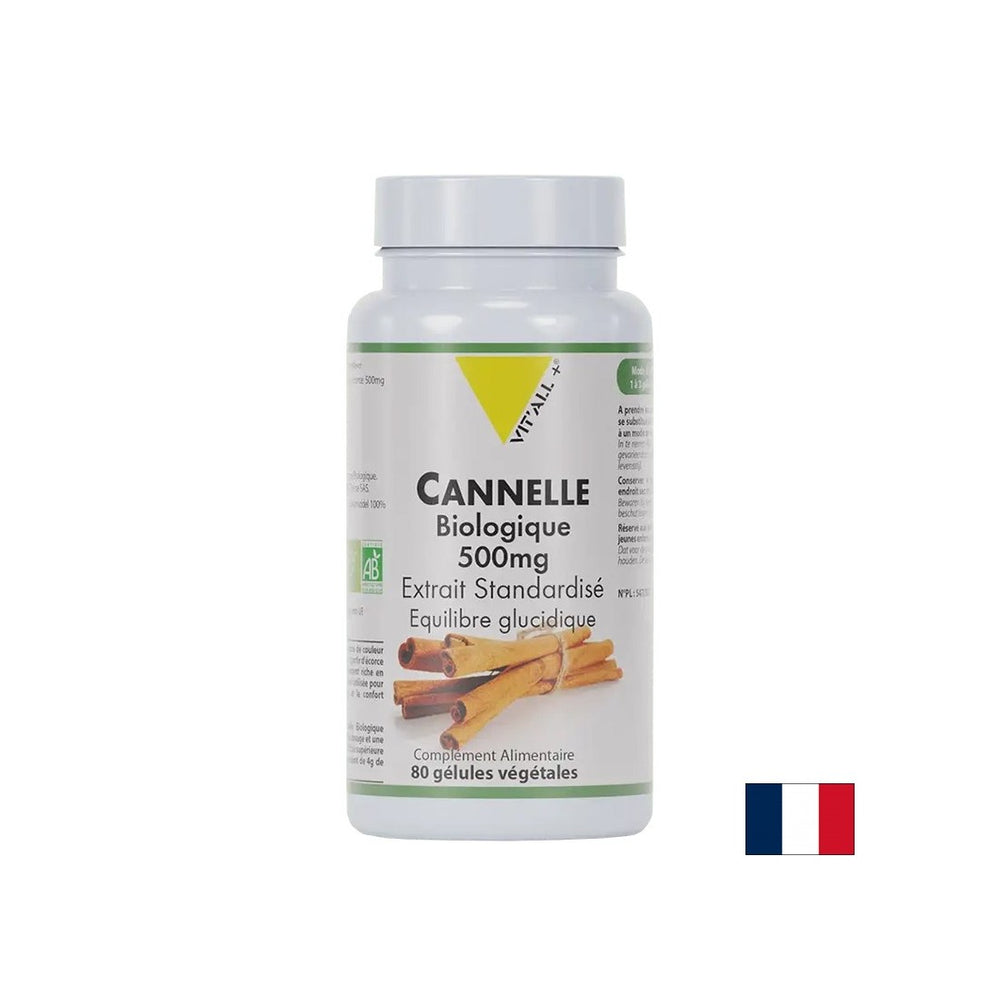 Contrôle de la glycémie - Cinnamon de Ceylan, organique, 500 mg x 80 capsules