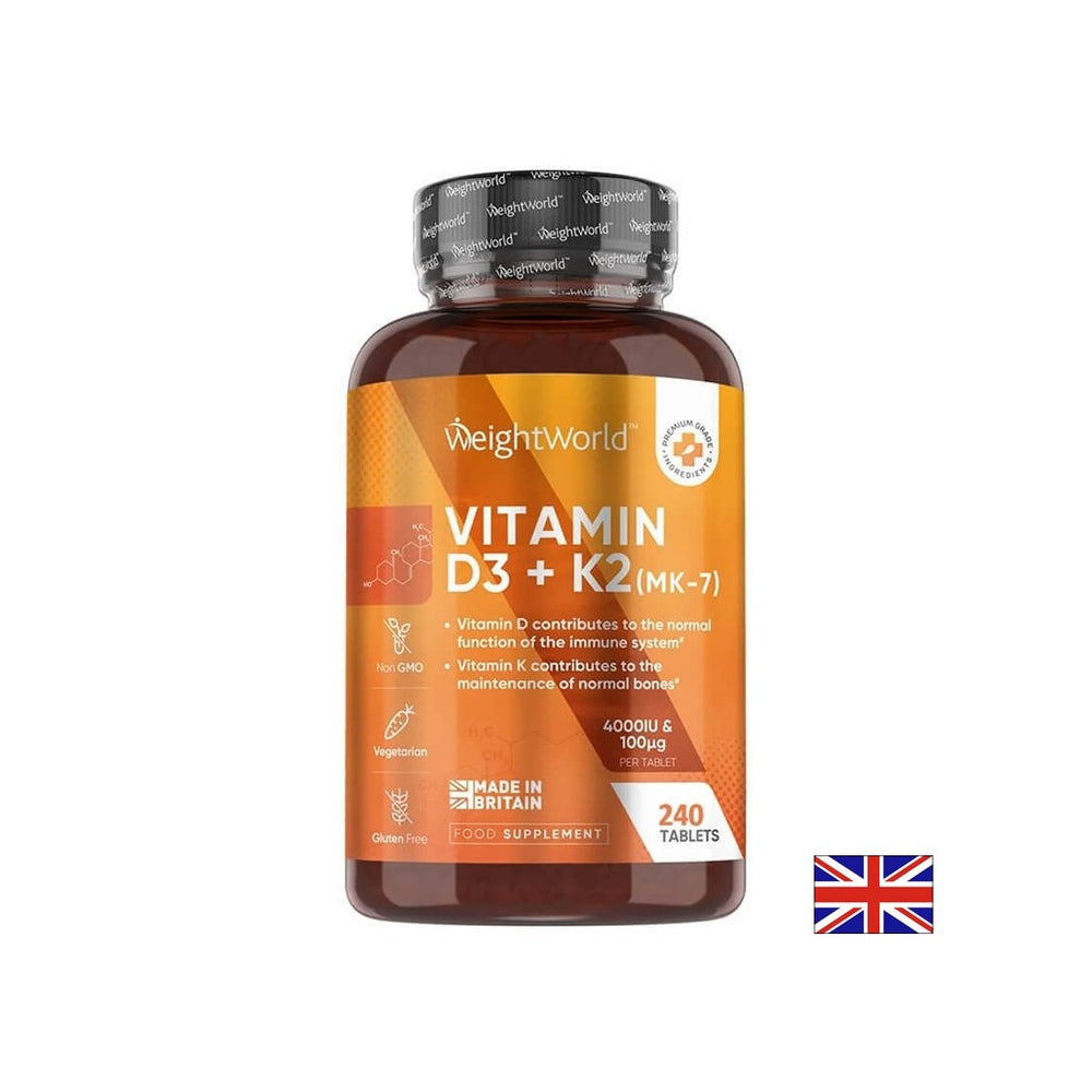 Bone system - Vitamin D3 4000 IU + K2 100 µg, 180 tablets Weight Worl